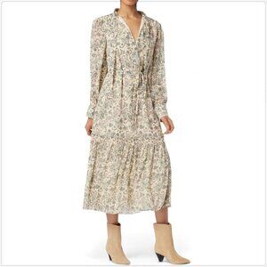Joie Roussel Midi Silk Dress Paisley Floral Bleached Sand Pattern NWT NEW S